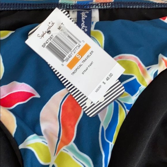 Splendid Womens Tropical Traveler High Neck Bra & Tab Side Pants Size Small - Picture 4 of 6